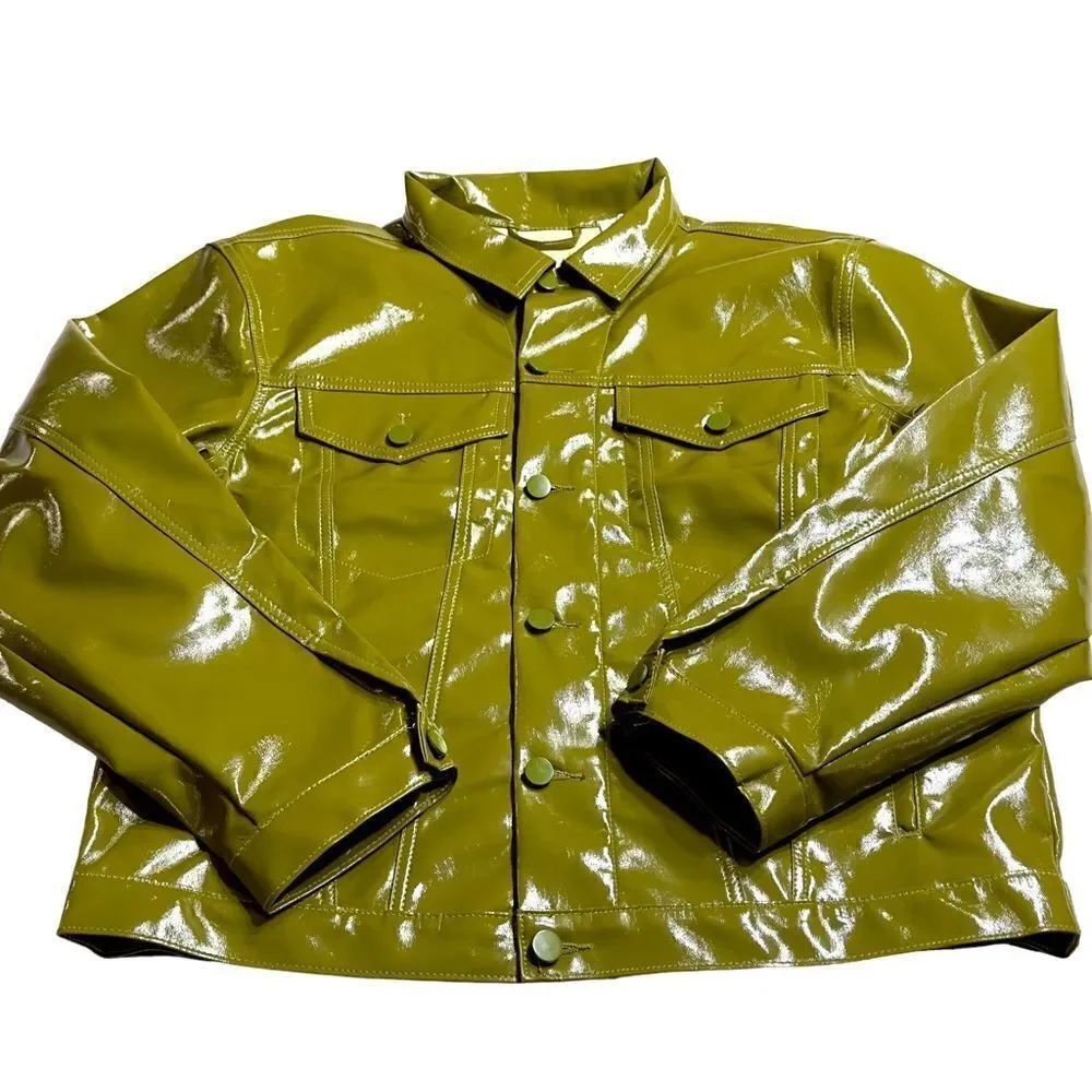 Princess Polly Starboy Green Vegan Leather Jacket MEDIUM/LARGE NWT - Picture 2 of 16